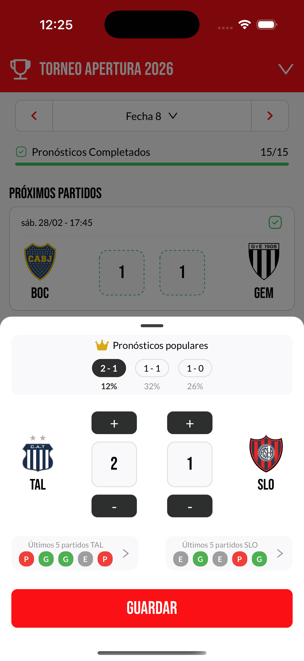 Cargá tus pronósticos